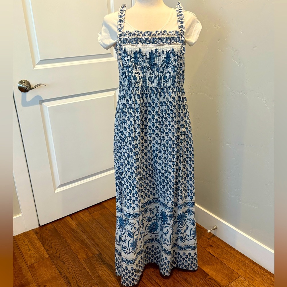 Madison Mathews Blue Sundress Sleeveless Square Neck Size Medium Worn 2xs